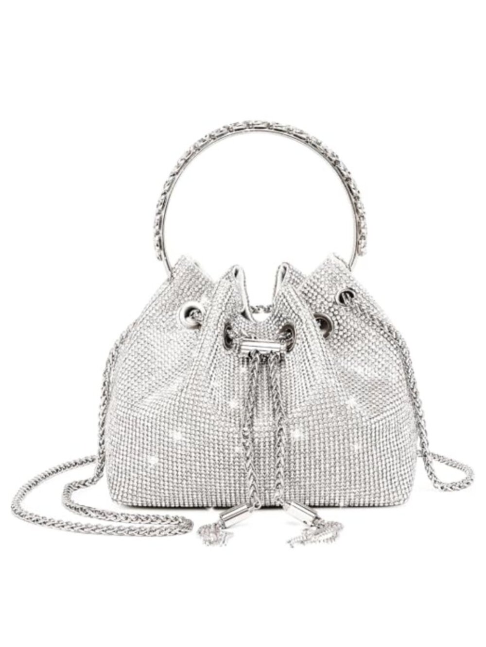 Rhinestone Evening Clutch Sparkly Crystal Bucket Purse Crossbody Bag